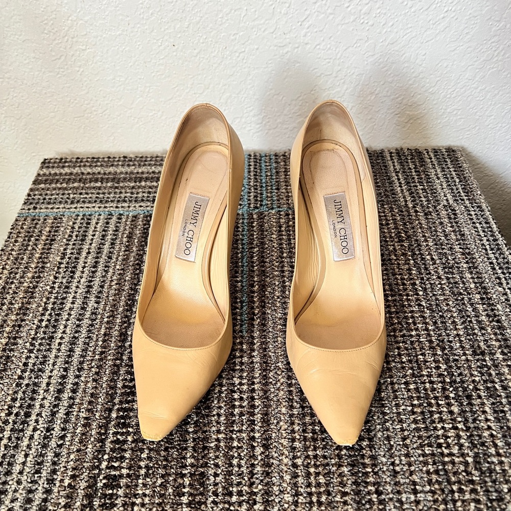 Jimmy Choo Nude leather heels size 38.5 EU/ 8.5 US